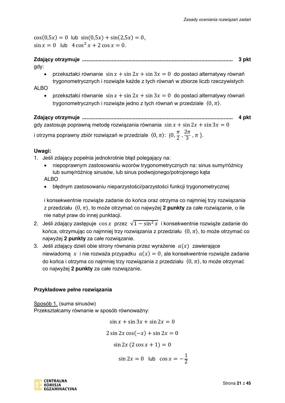 odpowiedzi - matematyka rozszerzony - matura 2022 - maj-21