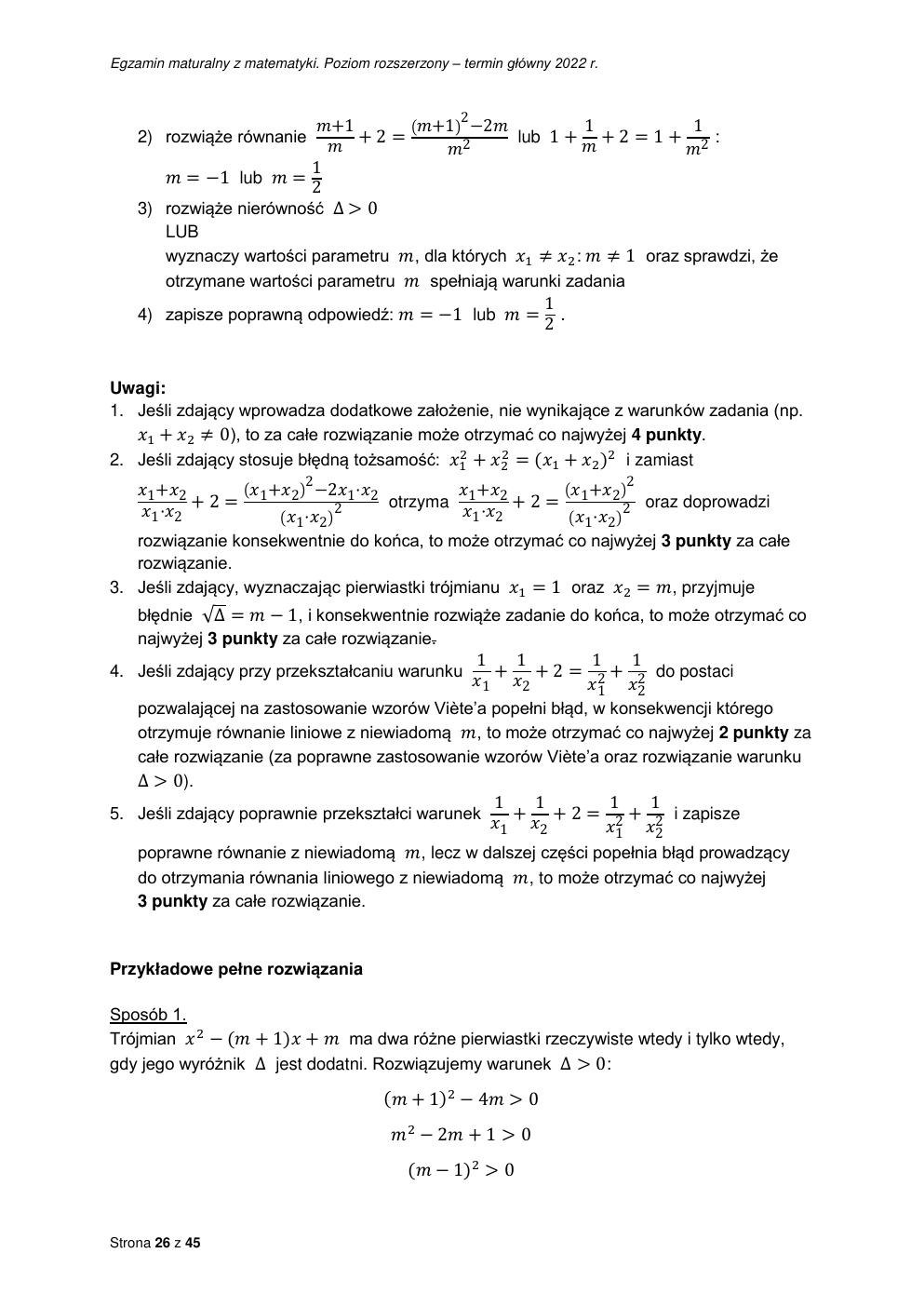 odpowiedzi - matematyka rozszerzony - matura 2022 - maj-26