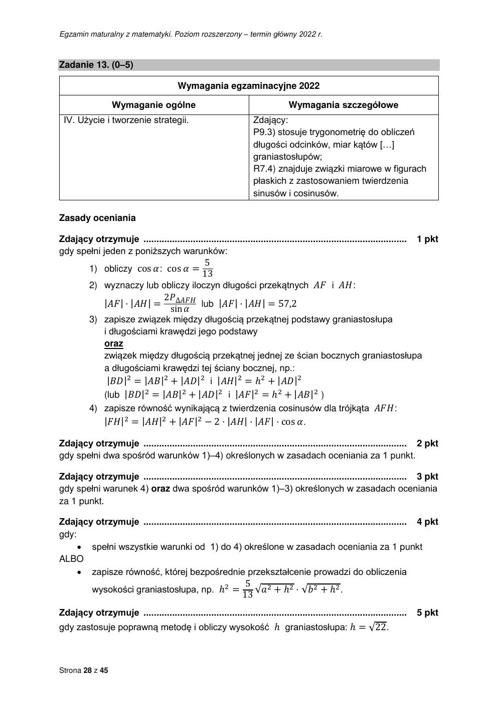 odpowiedzi - matematyka rozszerzony - matura 2022 - maj-28