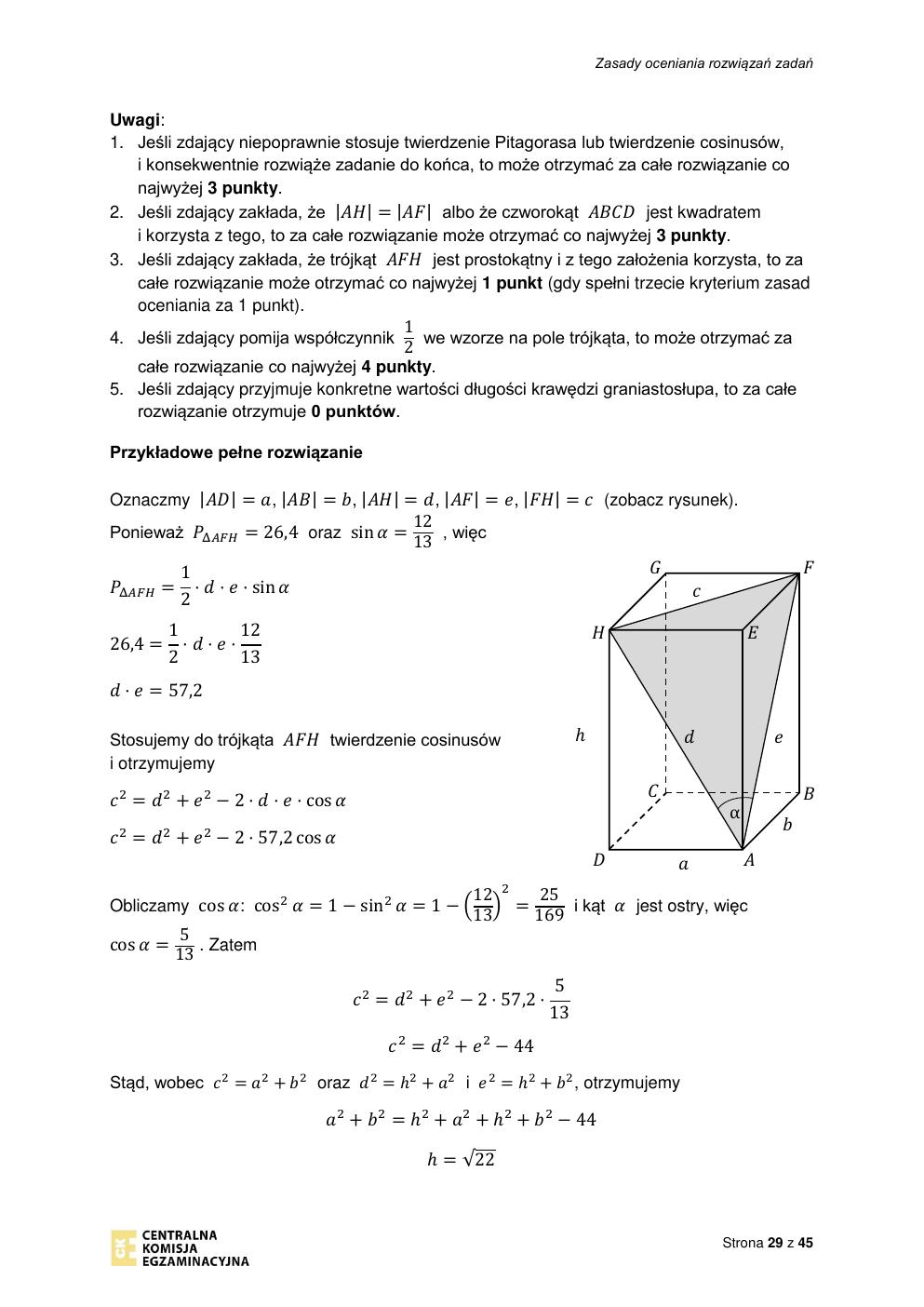 odpowiedzi - matematyka rozszerzony - matura 2022 - maj-29