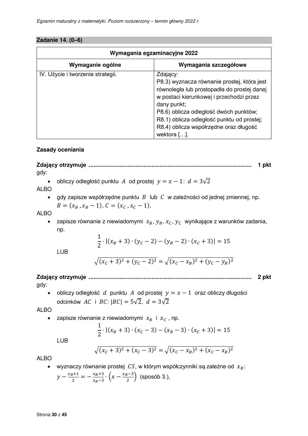 odpowiedzi - matematyka rozszerzony - matura 2022 - maj-30