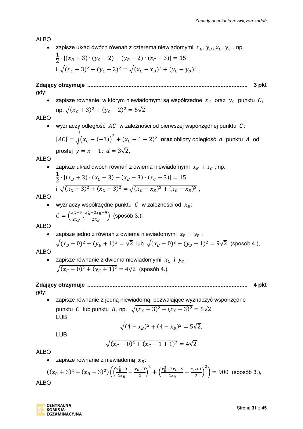 odpowiedzi - matematyka rozszerzony - matura 2022 - maj-31