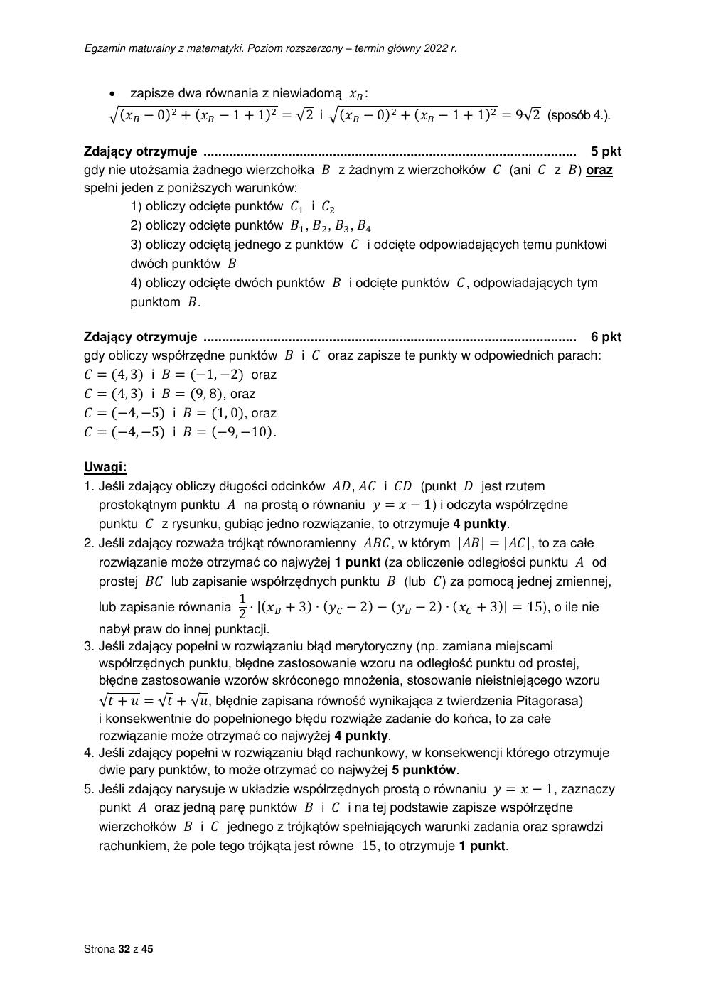 odpowiedzi - matematyka rozszerzony - matura 2022 - maj-32