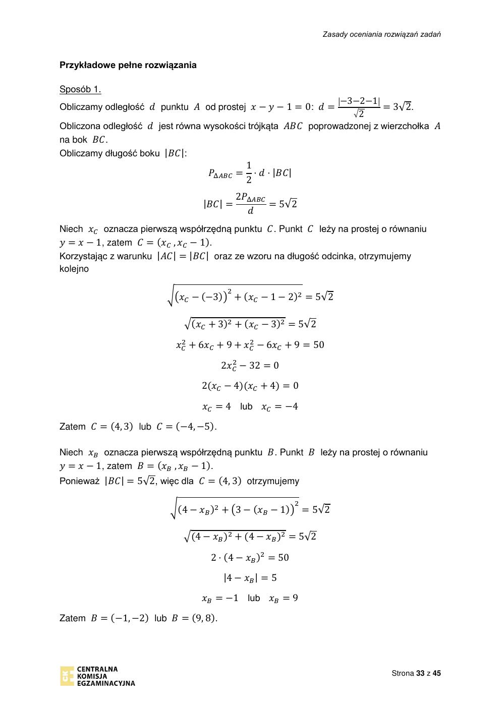 odpowiedzi - matematyka rozszerzony - matura 2022 - maj-33