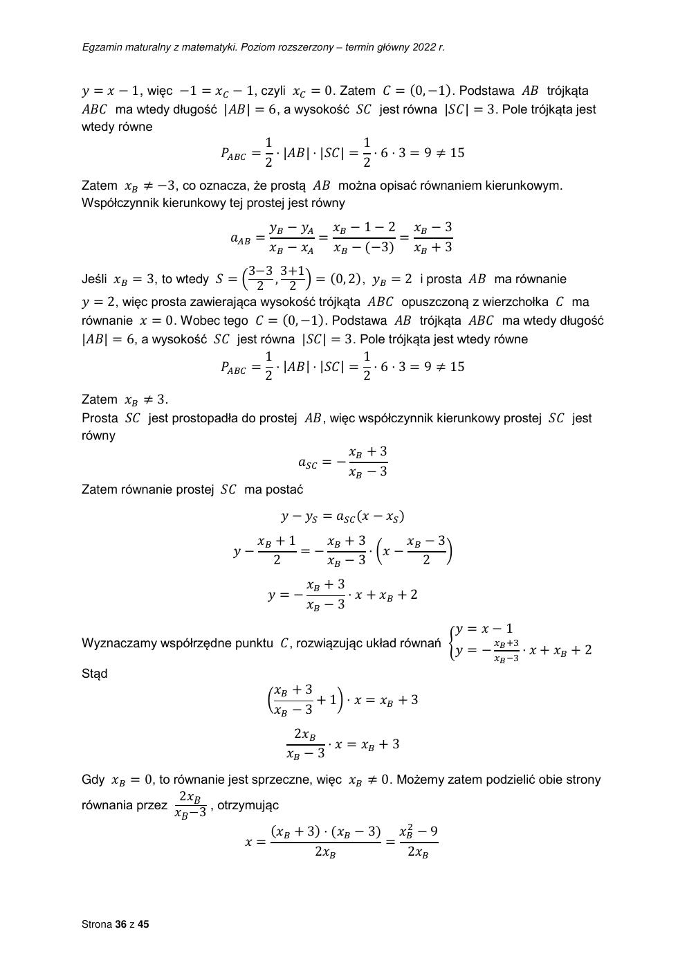 odpowiedzi - matematyka rozszerzony - matura 2022 - maj-36