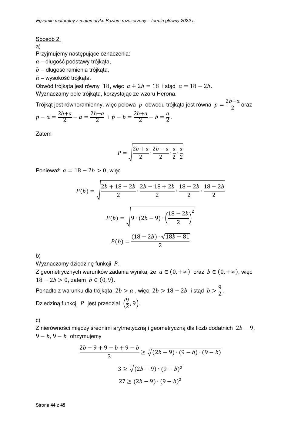 odpowiedzi - matematyka rozszerzony - matura 2022 - maj-44