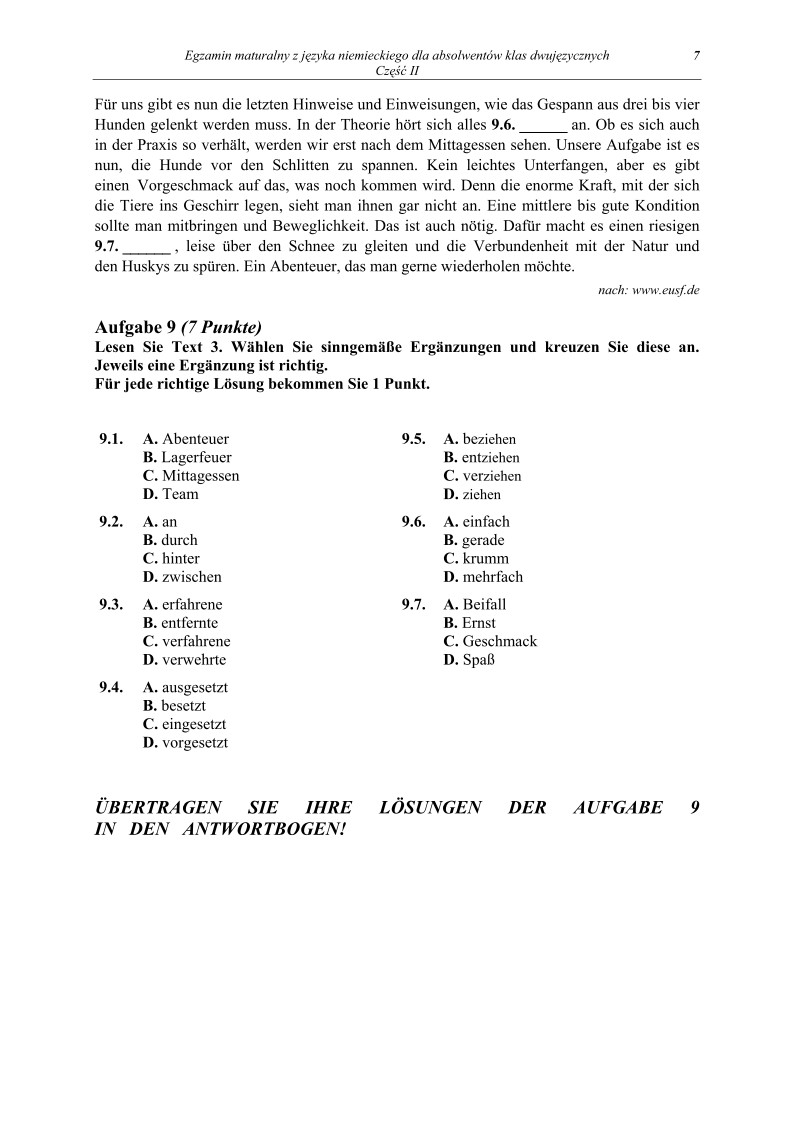 Pytania - jezyk niemiecki, w klasach dwujezycznych, matura 2011cz2-strona-07