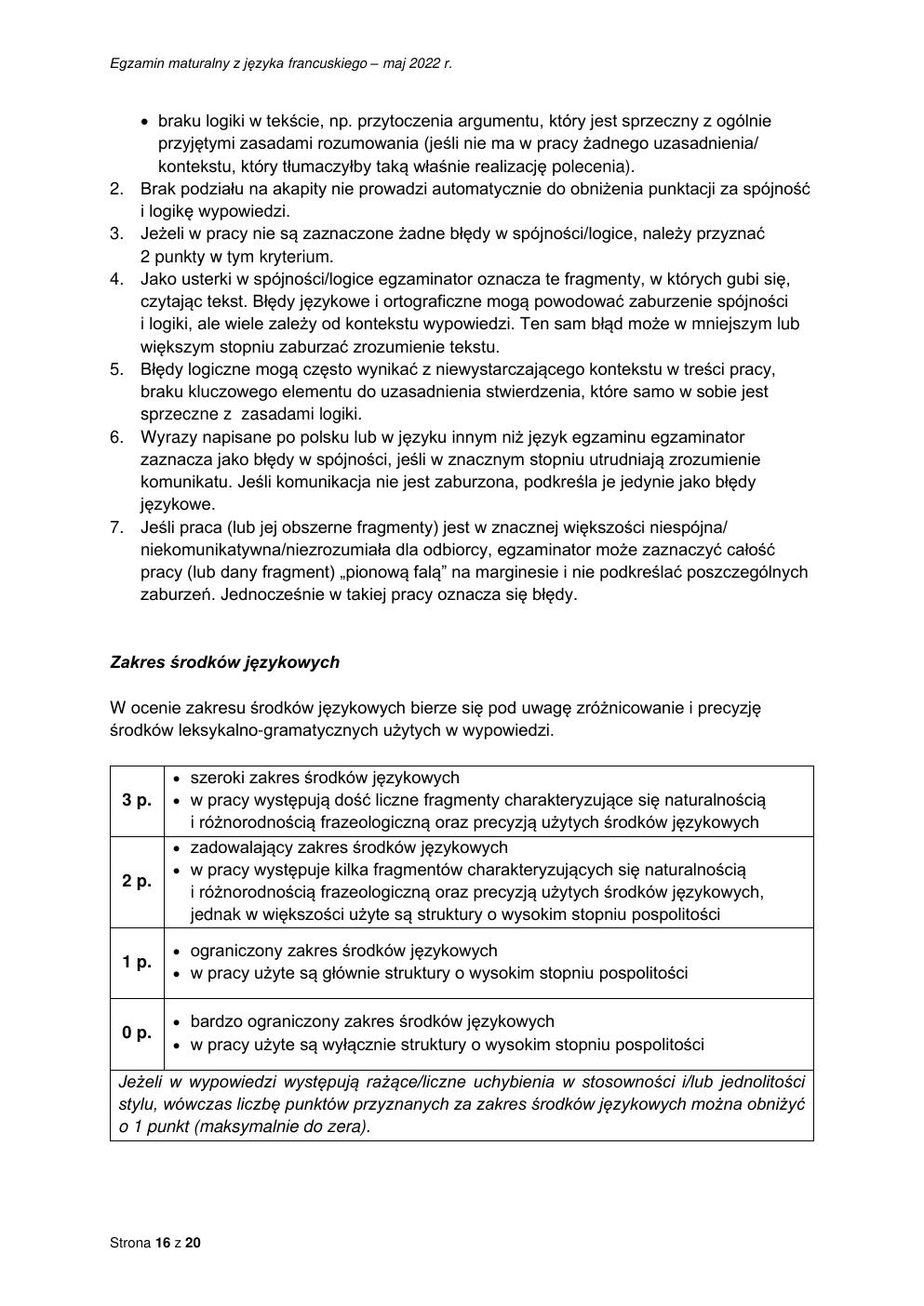 odpowiedzi - język francuski rozszerzony - matura 2022 - maj-16