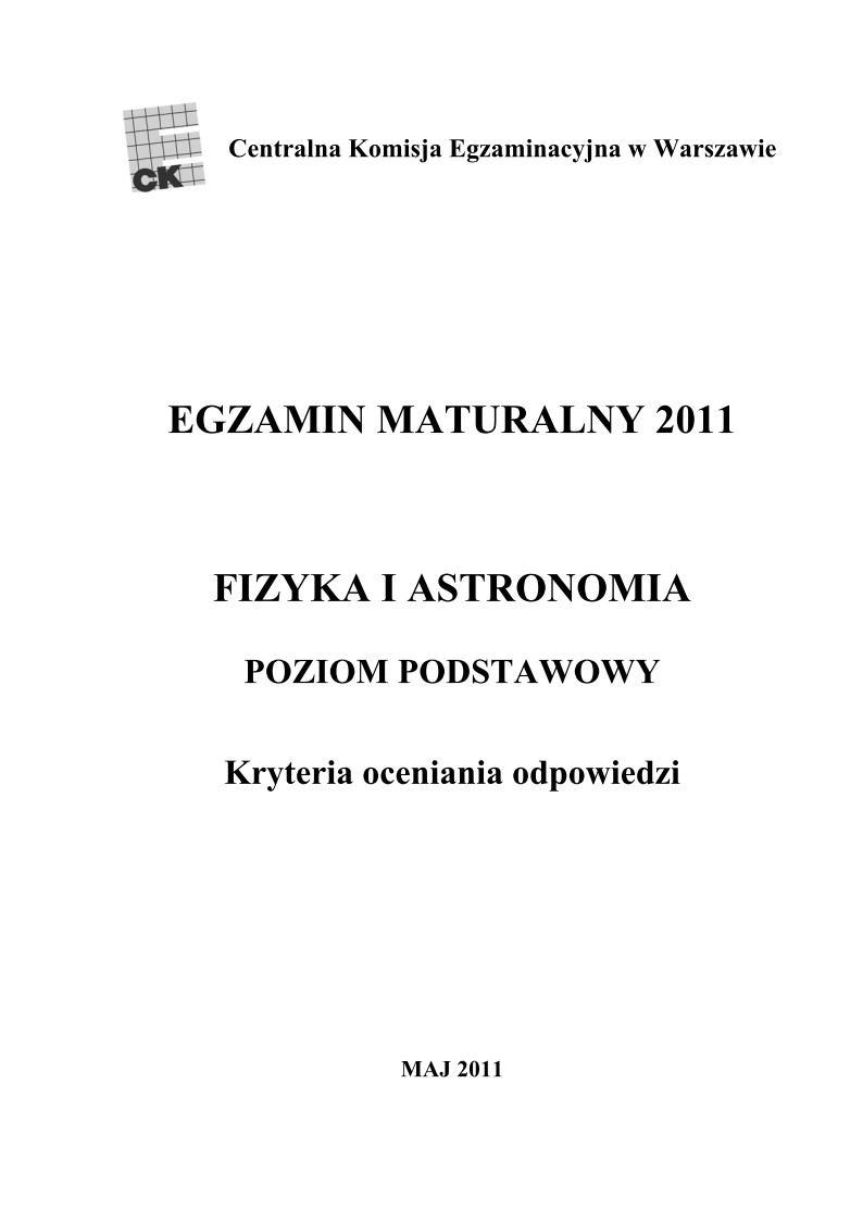 Odpowiedzi - fizyka, p. podstawowy, matura 2011-strona-01