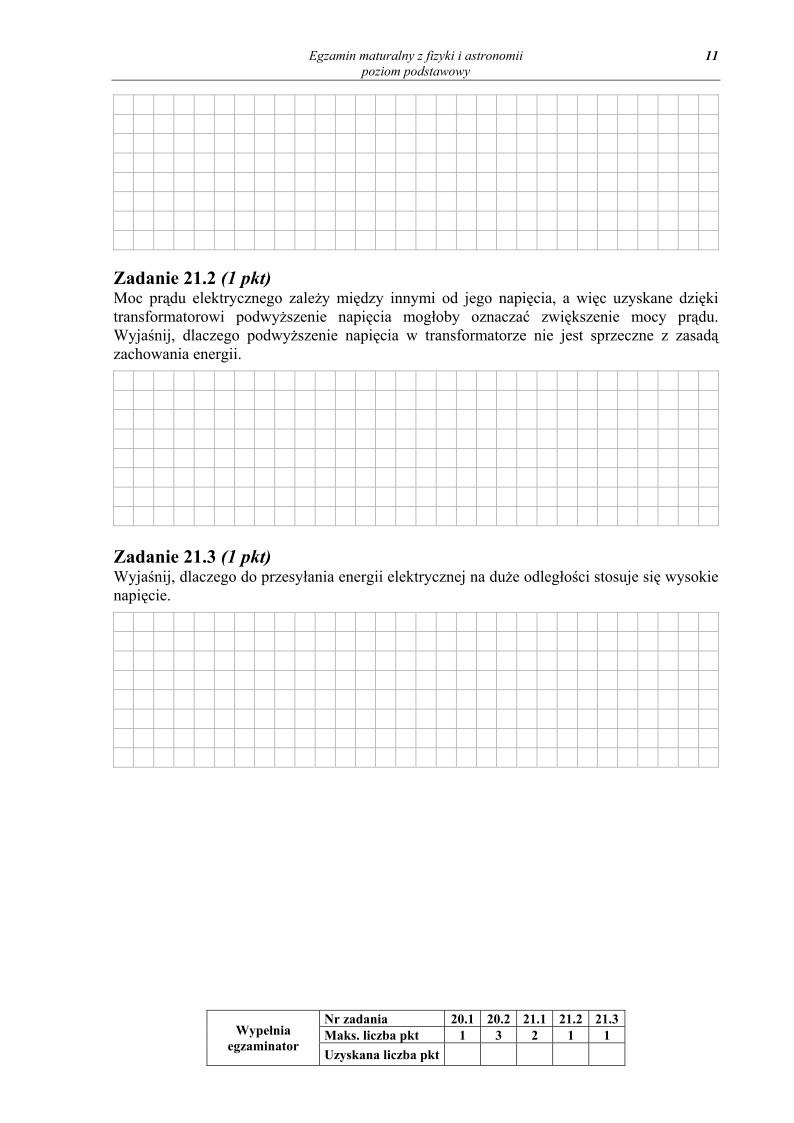 Pytania - fizyka, p. podstawowy, matura 2011-strona-11