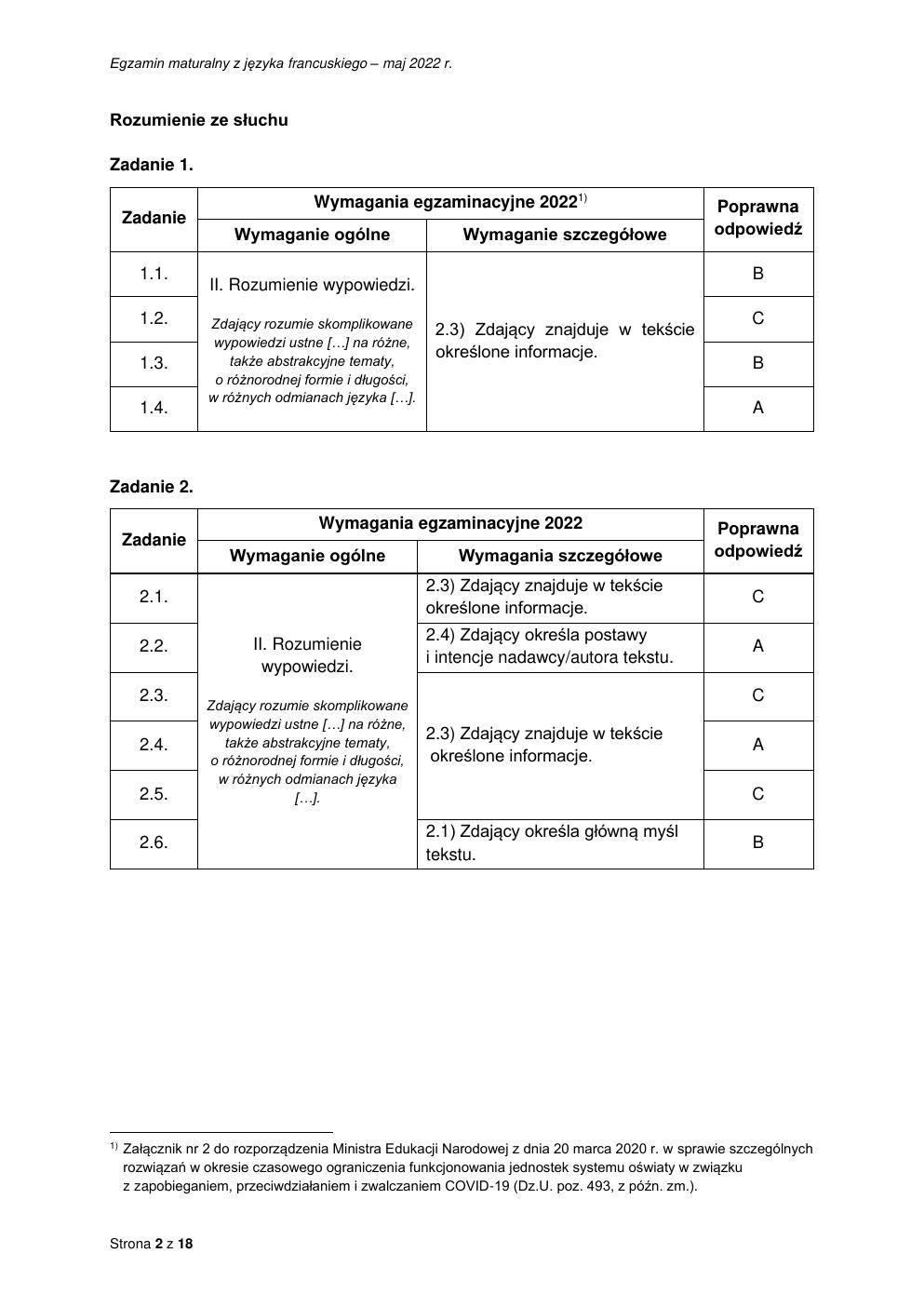 odpowiedzi - język francuski dwujęzyczny - matura 2022 - maj-02