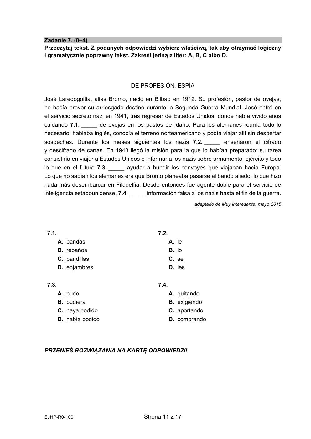 arkusz - język hiszpański rozszerzony - matura 2022 - maj-11
