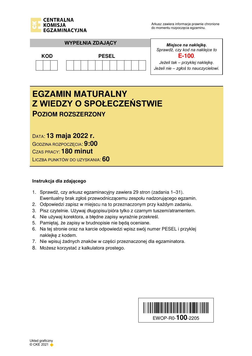 arkusz - WOS rozszerzony - matura 2022 - maj-01