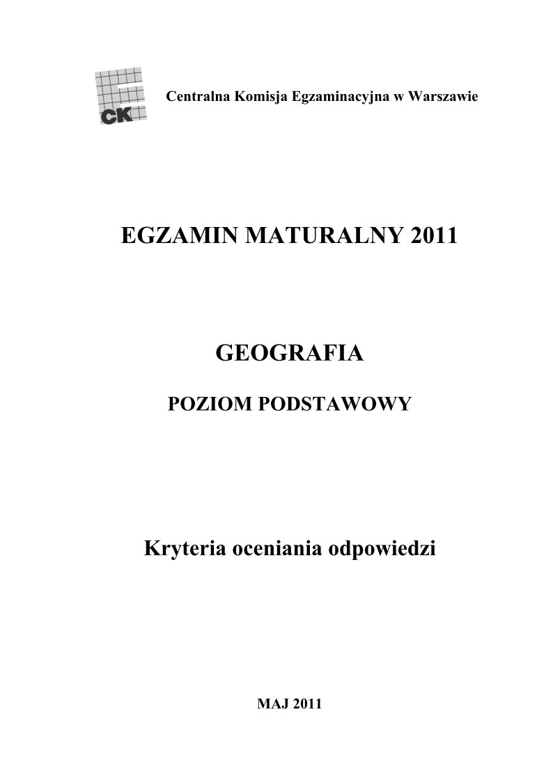 Odpowiedzi - geografia, p. podstawowy, matura 2011-strona-01