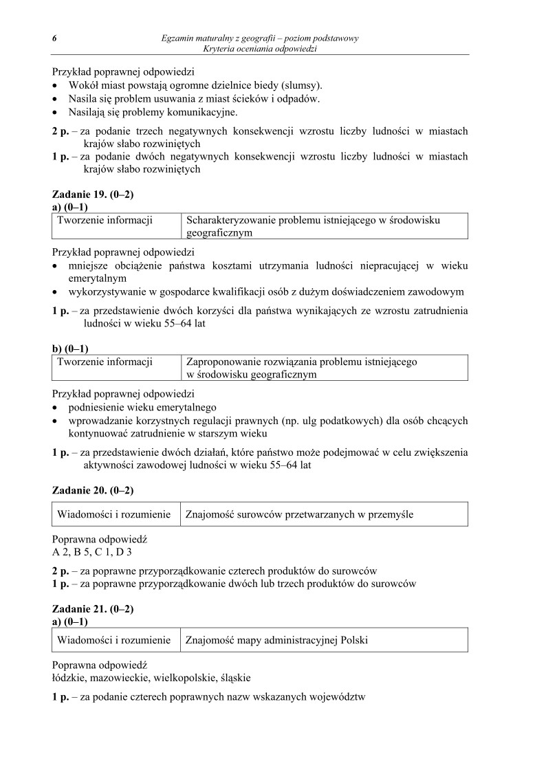 Odpowiedzi - geografia, p. podstawowy, matura 2011-strona-06