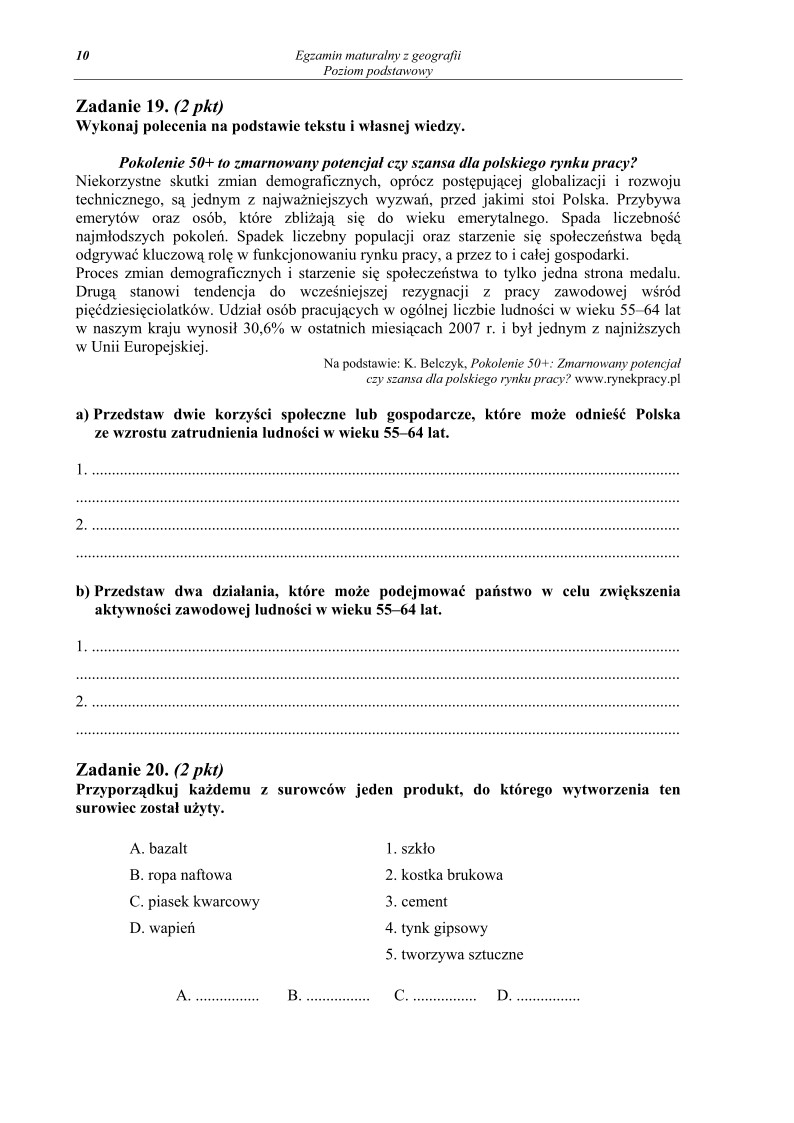 Pytania - geografia, p. podstawowy, matura 2011-strona-10