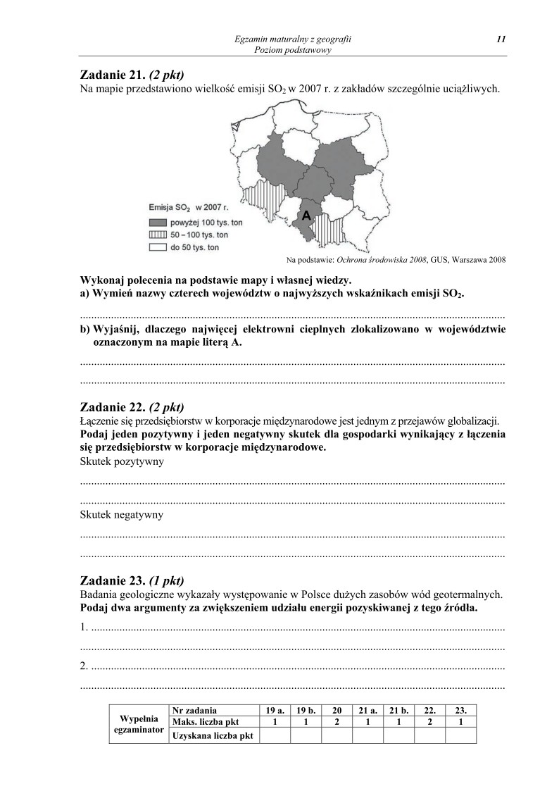 Pytania - geografia, p. podstawowy, matura 2011-strona-11