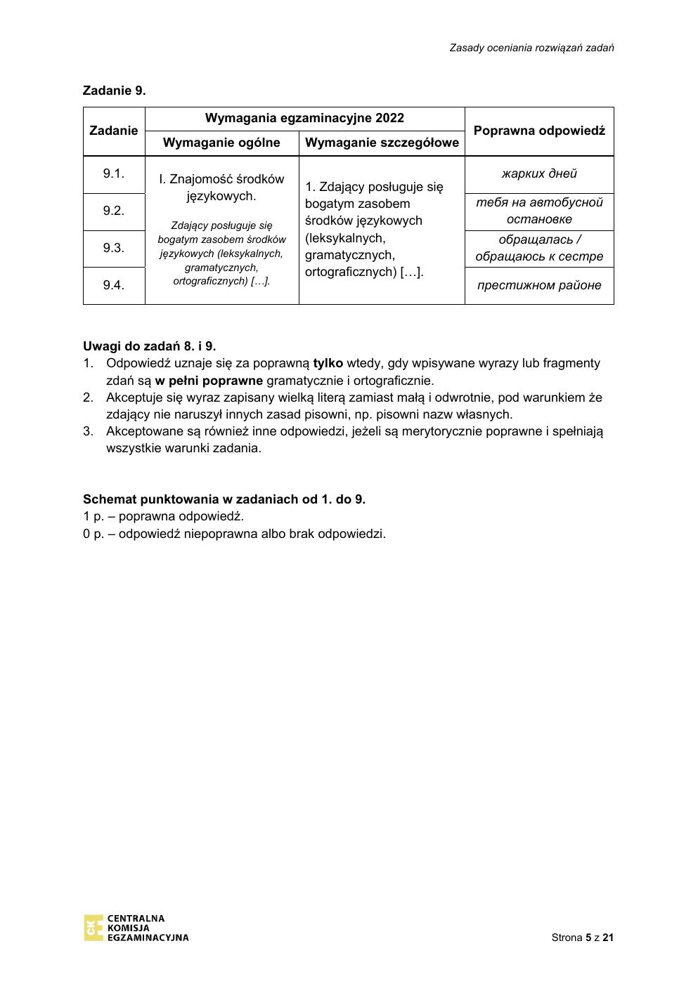 odpowiedzi - język rosyjski rozszerzony - matura 2022 - maj-05