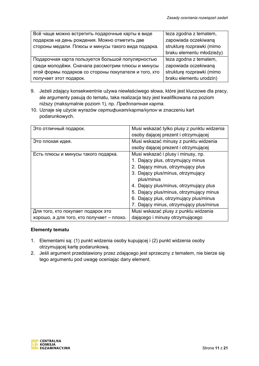 odpowiedzi - język rosyjski rozszerzony - matura 2022 - maj-11