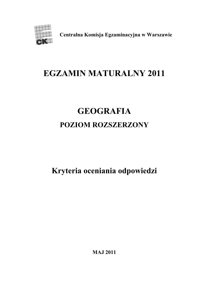 Odpowiedzi - geografia, p. rozszerzony, matura 2011-strona-01