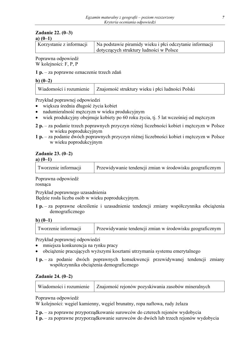 Odpowiedzi - geografia, p. rozszerzony, matura 2011-strona-07