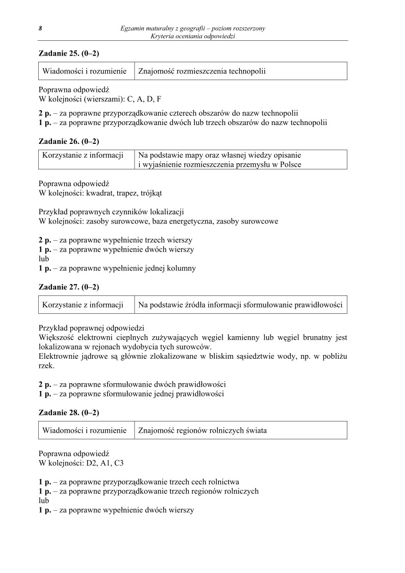 Odpowiedzi - geografia, p. rozszerzony, matura 2011-strona-08