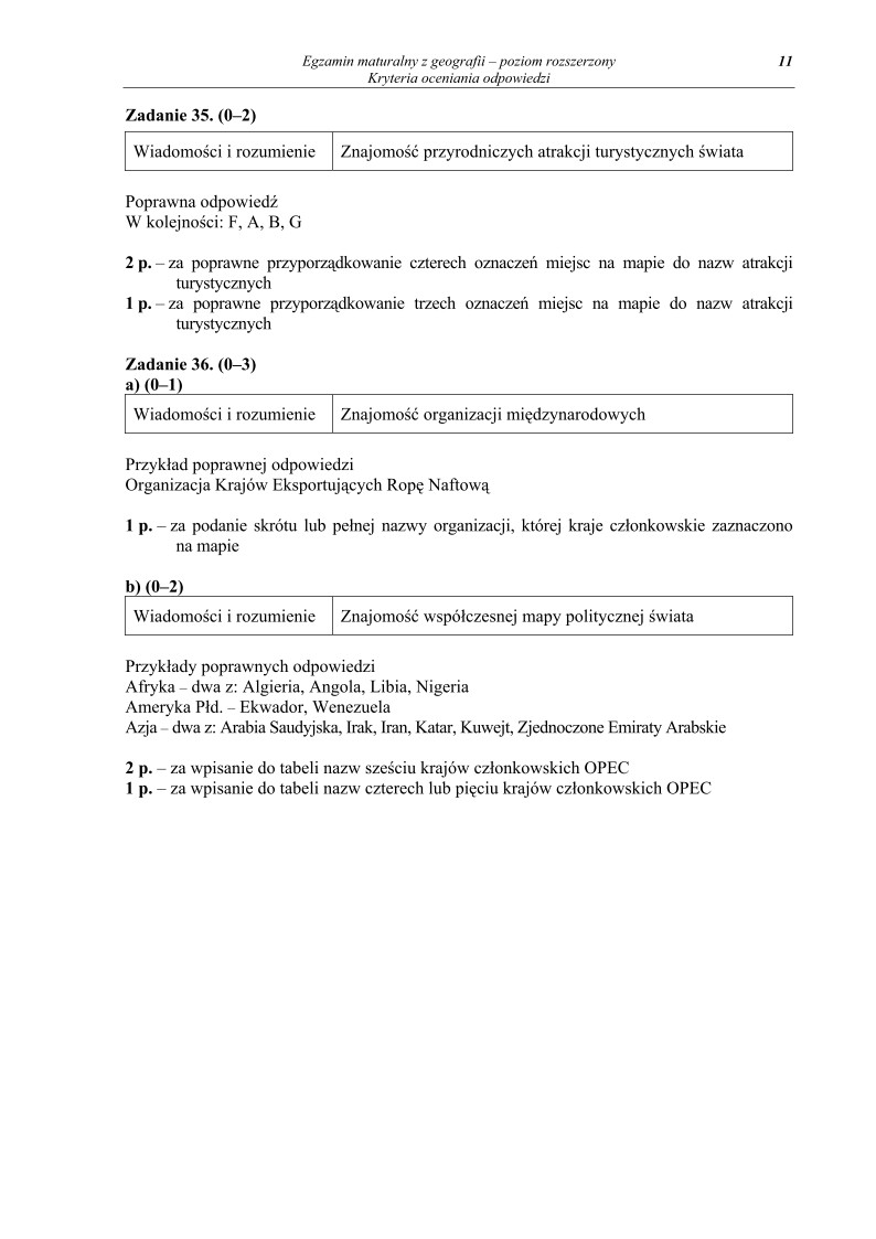 Odpowiedzi - geografia, p. rozszerzony, matura 2011-strona-11