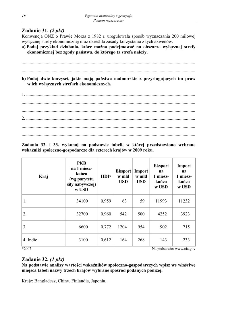 Pytania - geografia, p. rozszerzony, matura 2011-strona-18