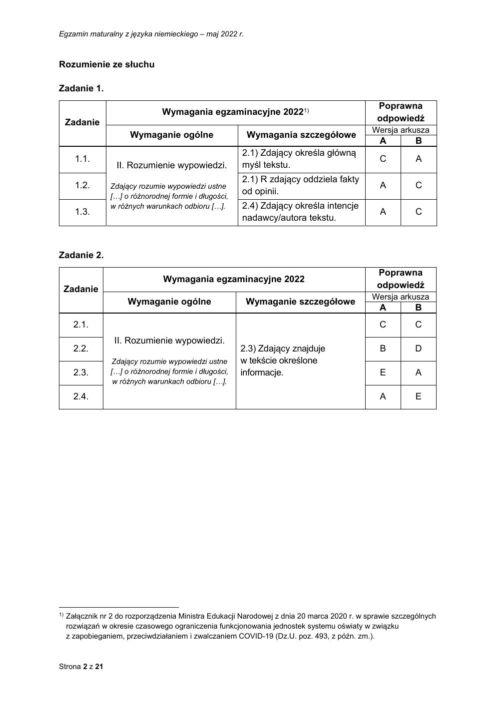 odpowiedzi - język niemiecki rozszerzony - matura 2022 - maj-02