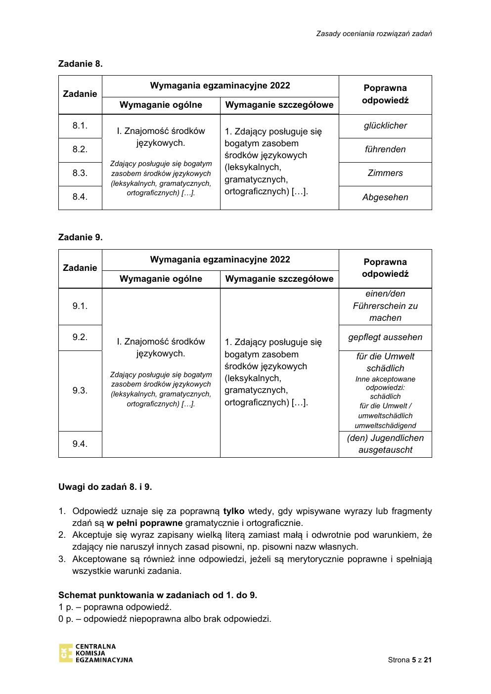 odpowiedzi - język niemiecki rozszerzony - matura 2022 - maj-05