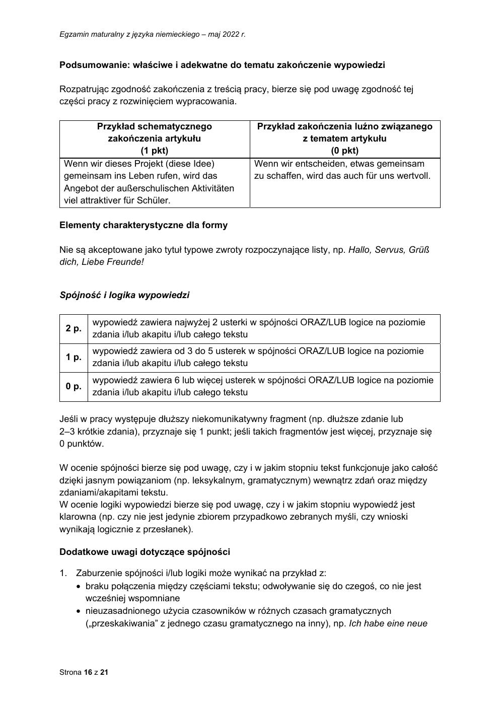 odpowiedzi - język niemiecki rozszerzony - matura 2022 - maj-16