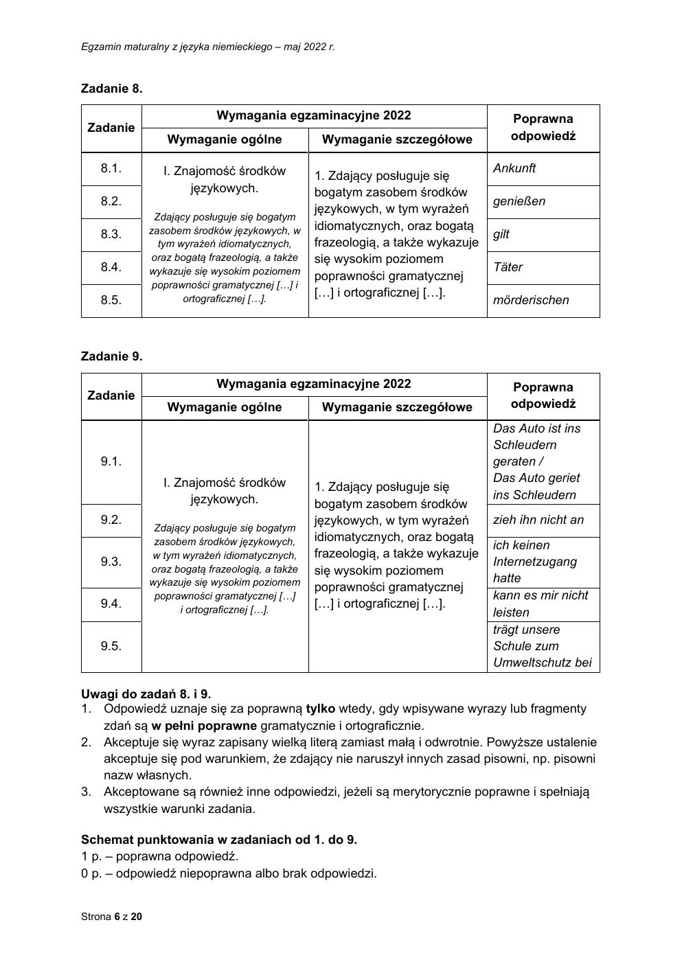 odpowiedzi - język niemiecki dwujęzyczny - matura 2022 - maj-06