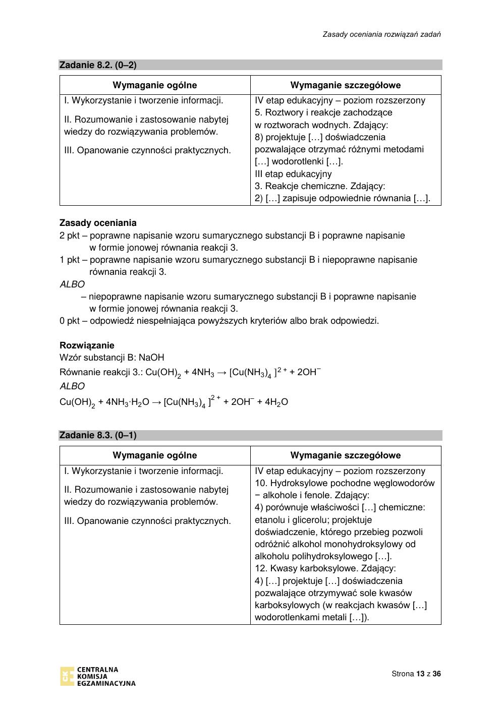 odpowiedzi - chemia rozszerzony - matura 2022 - maj-13