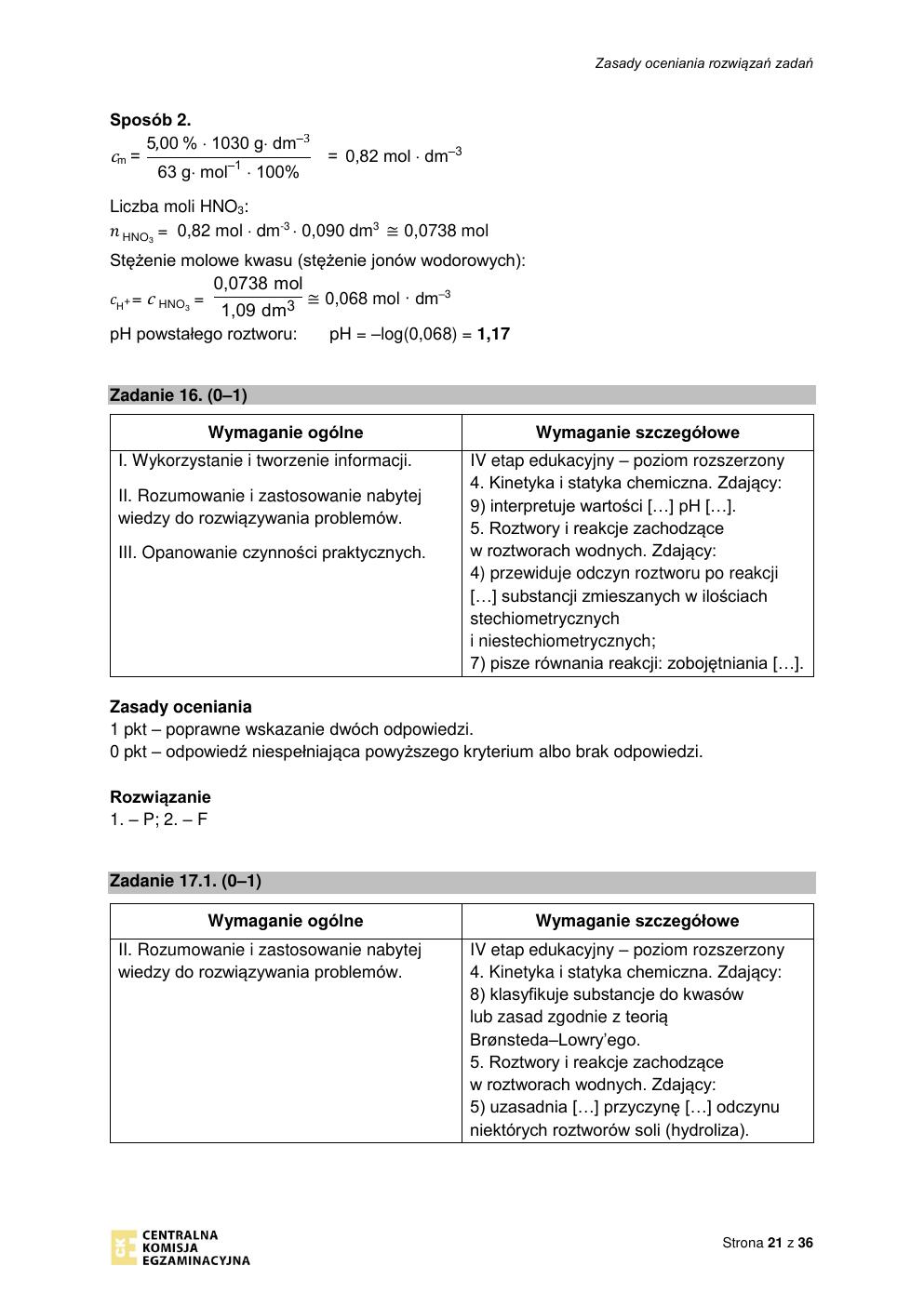 odpowiedzi - chemia rozszerzony - matura 2022 - maj-21