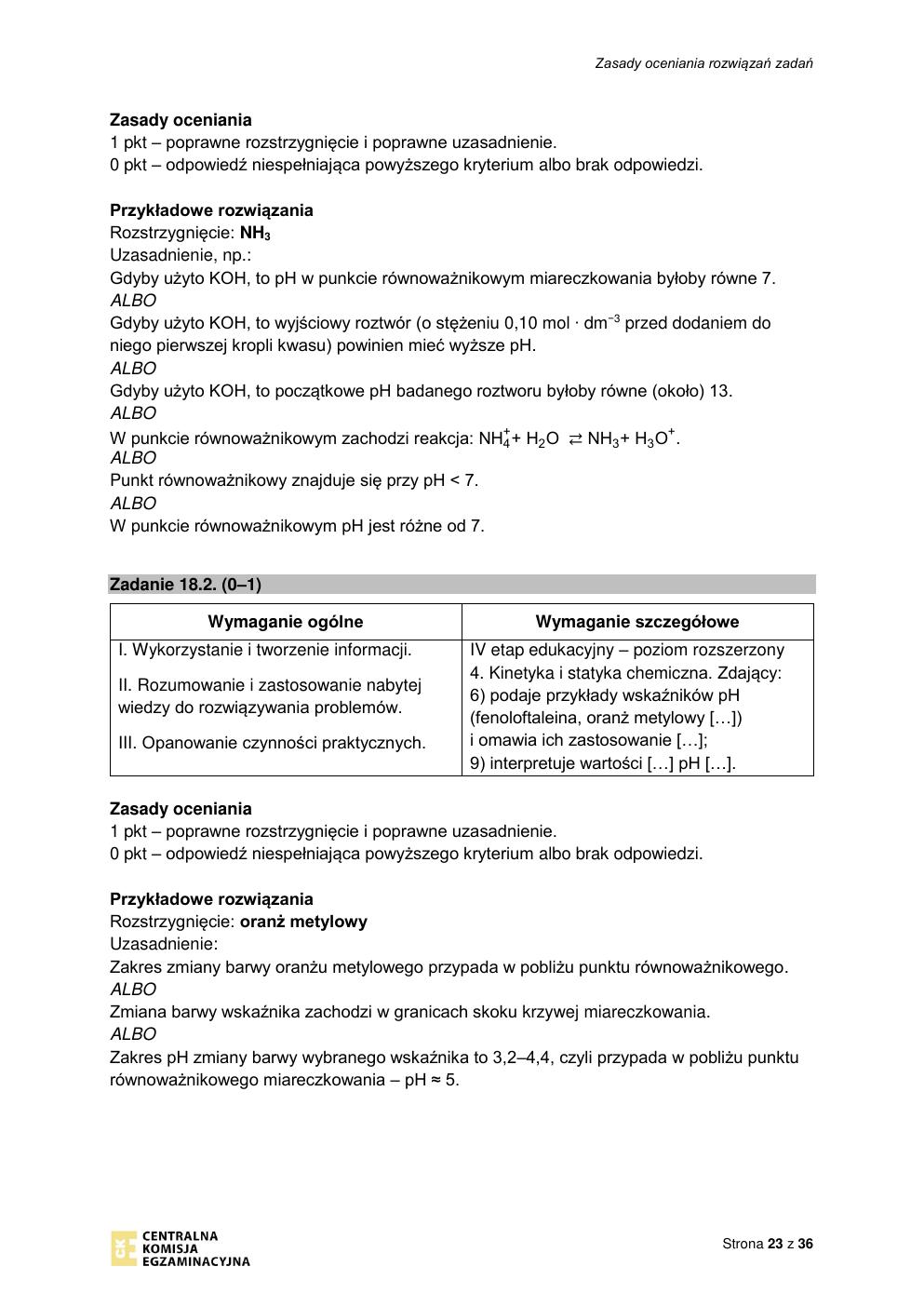 odpowiedzi - chemia rozszerzony - matura 2022 - maj-23