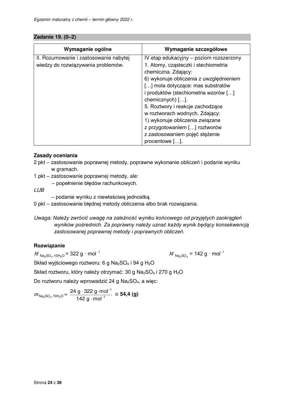 odpowiedzi - chemia rozszerzony - matura 2022 - maj-24