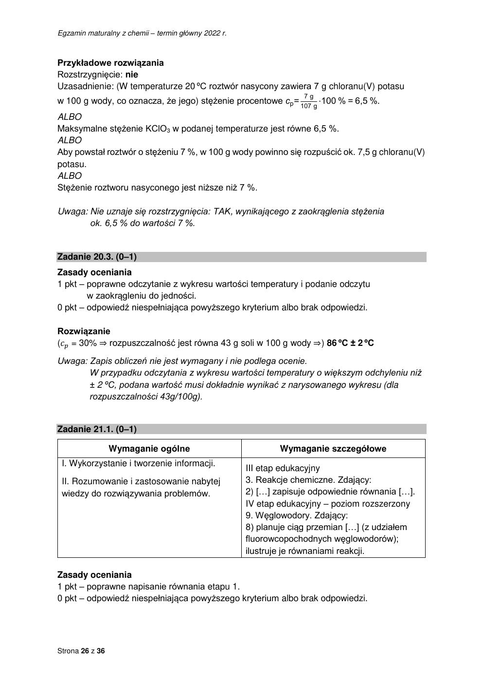 odpowiedzi - chemia rozszerzony - matura 2022 - maj-26