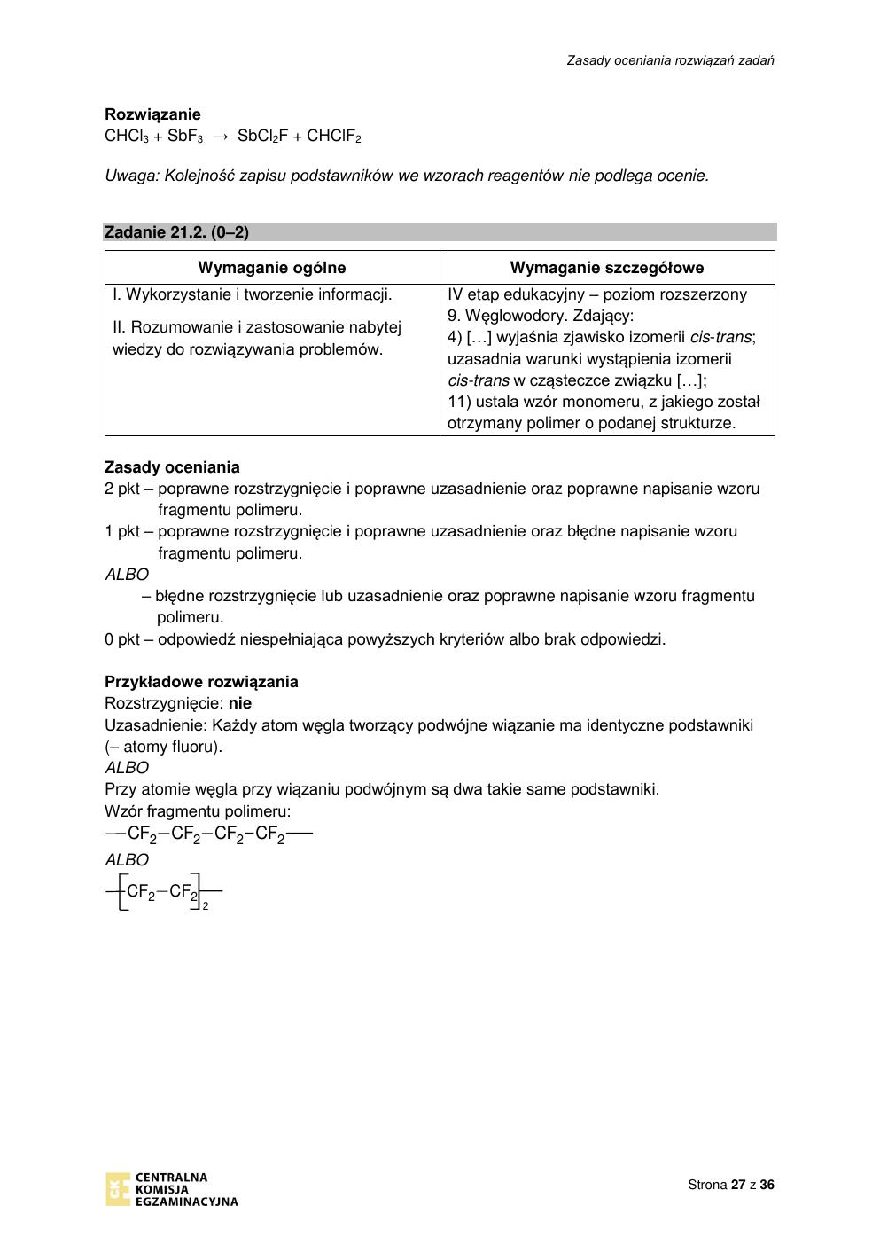 odpowiedzi - chemia rozszerzony - matura 2022 - maj-27