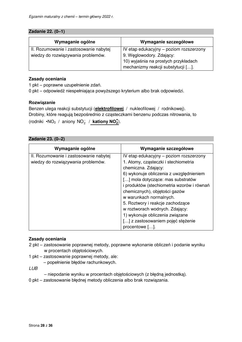 odpowiedzi - chemia rozszerzony - matura 2022 - maj-28