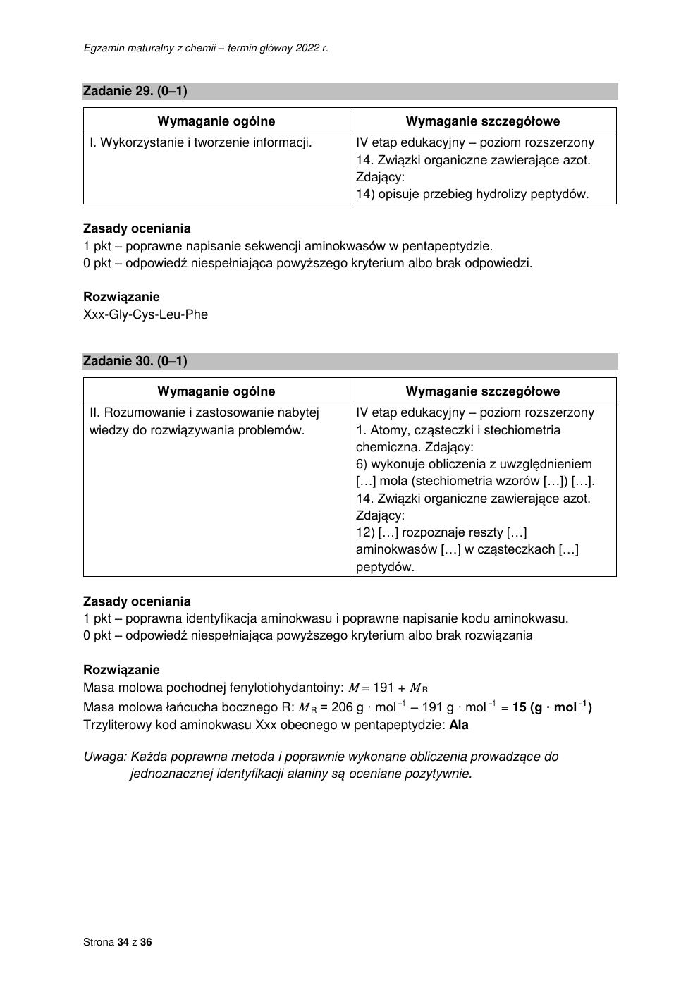 odpowiedzi - chemia rozszerzony - matura 2022 - maj-34