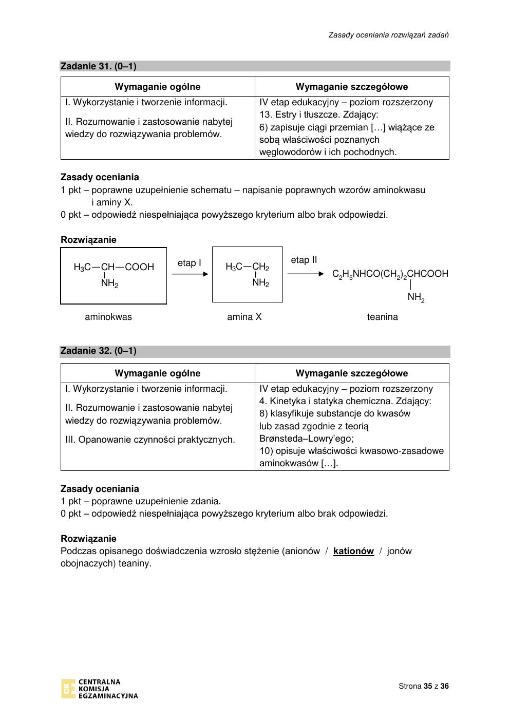 odpowiedzi - chemia rozszerzony - matura 2022 - maj-35