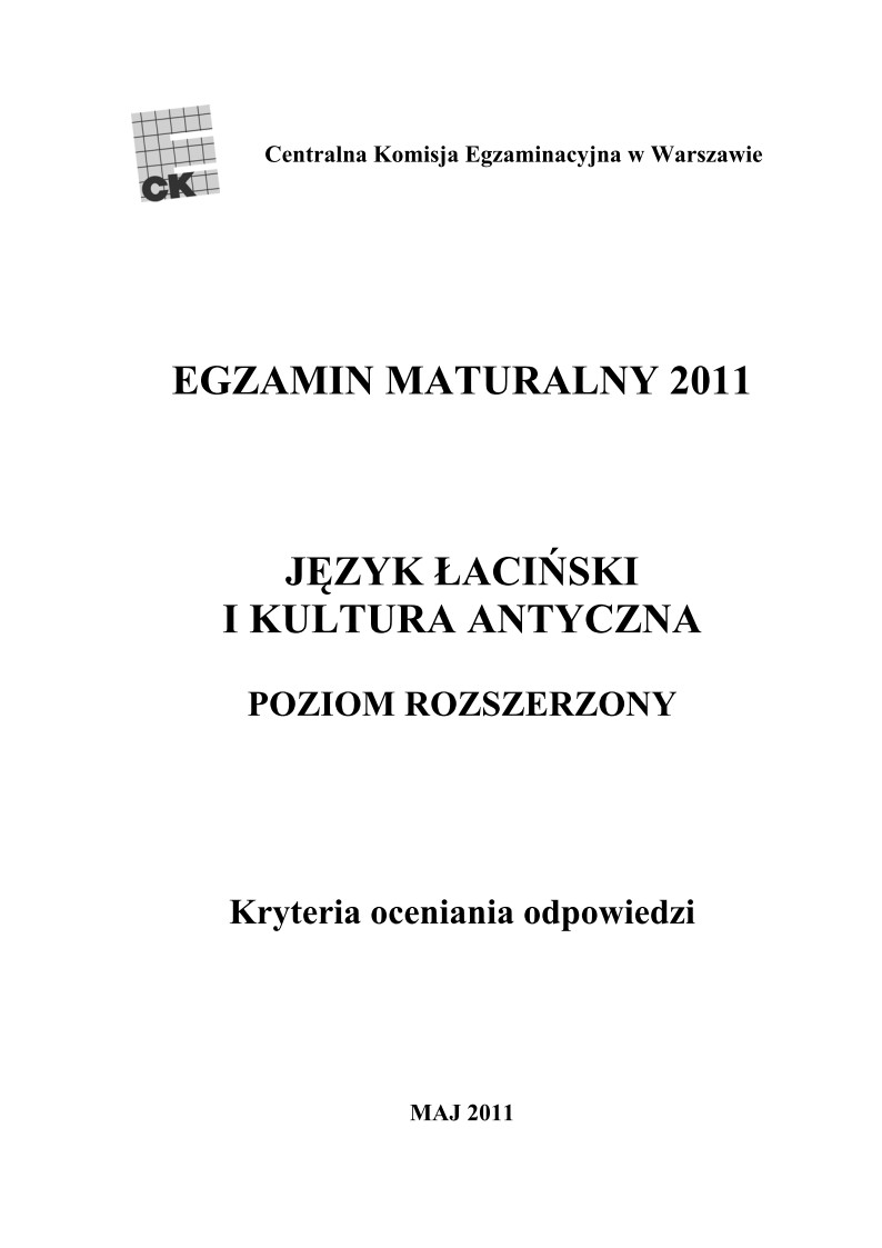 Odpowiedzi - jezyk lacinski i kultury antycznej, p. rozszerzony, matura 2011-strona-01