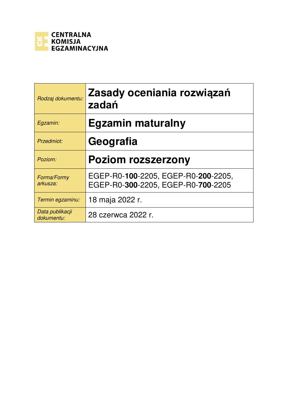 odpowiedzi - geografia rozszerzony - matura 2022 - maj-01