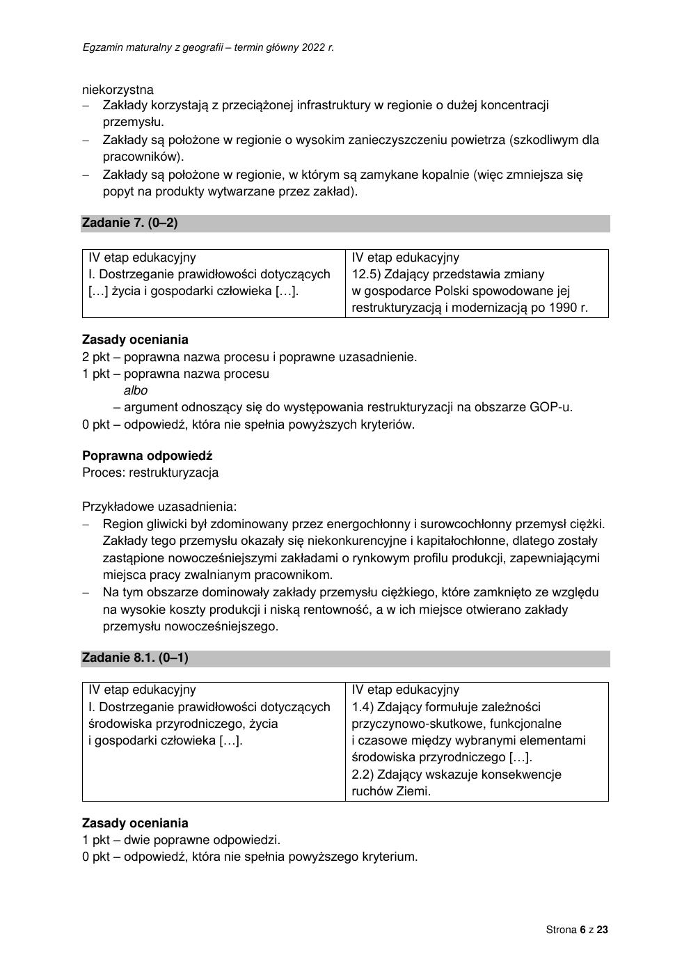 odpowiedzi - geografia rozszerzony - matura 2022 - maj-06