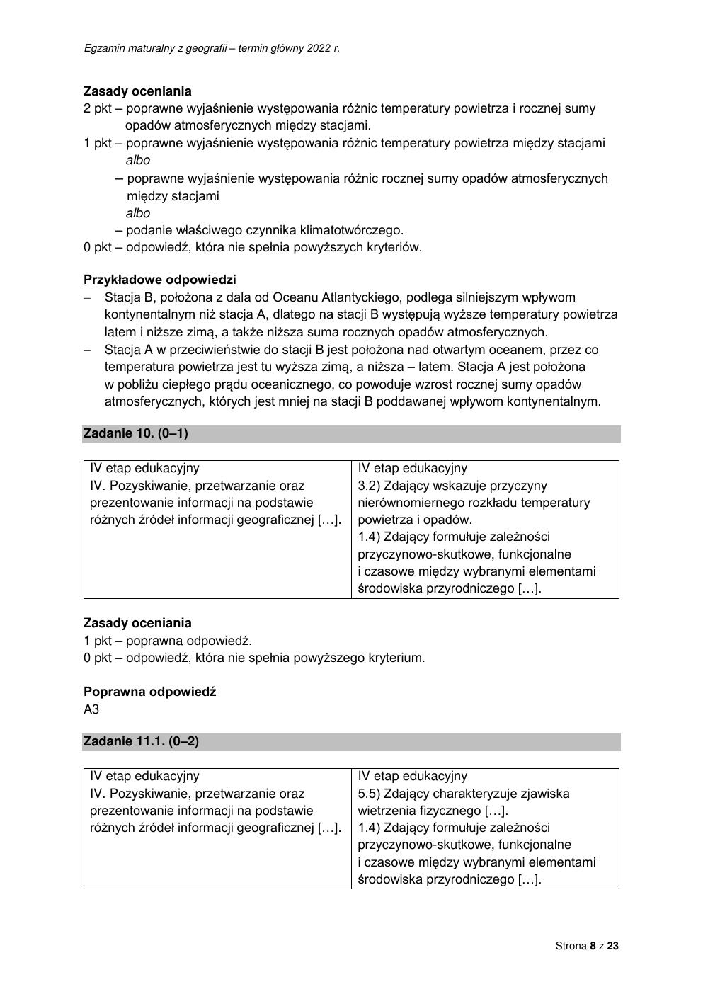 odpowiedzi - geografia rozszerzony - matura 2022 - maj-08