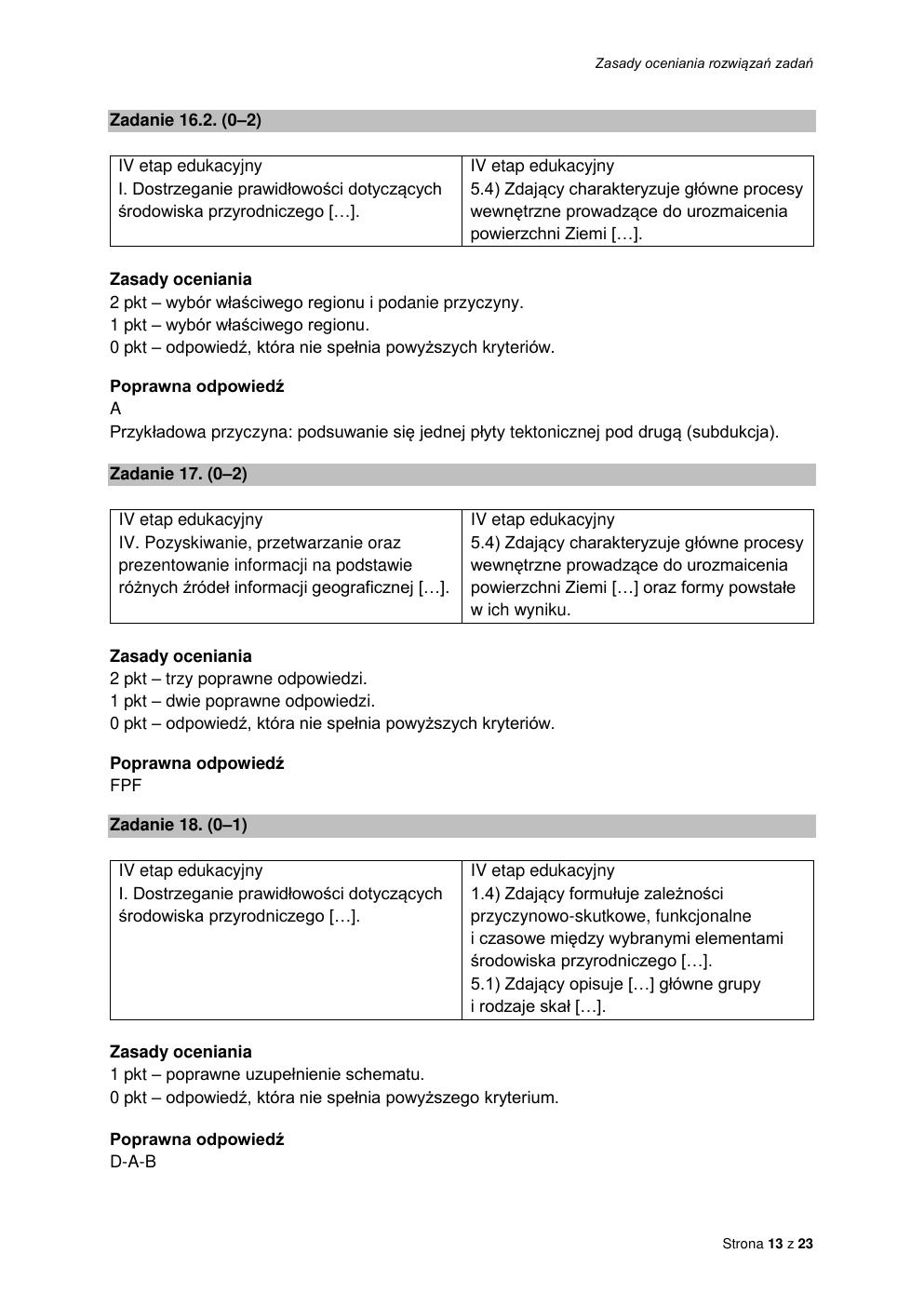 odpowiedzi - geografia rozszerzony - matura 2022 - maj-13