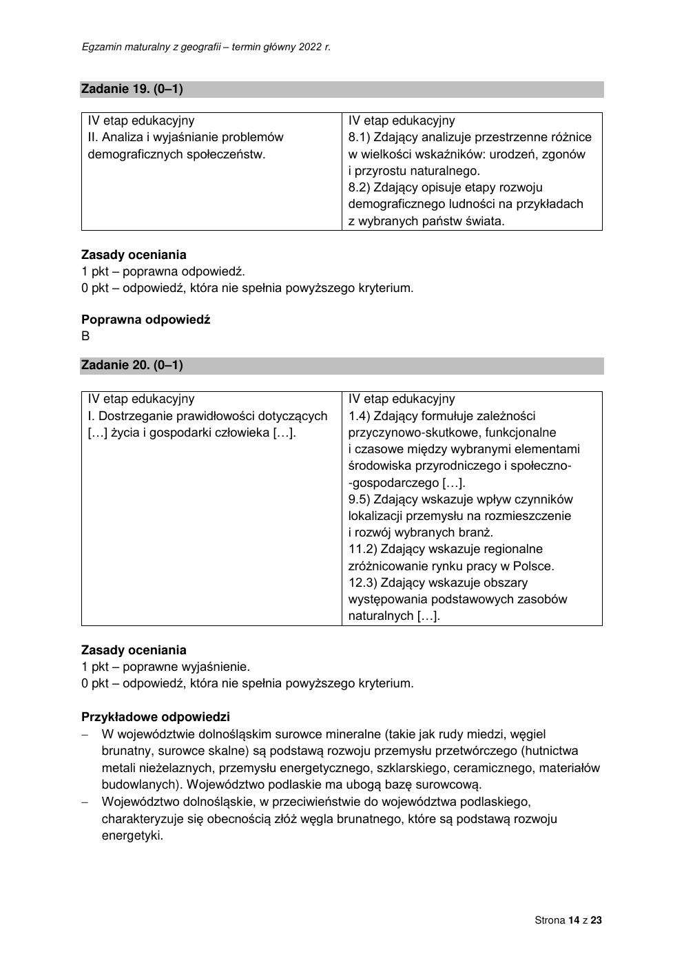 odpowiedzi - geografia rozszerzony - matura 2022 - maj-14