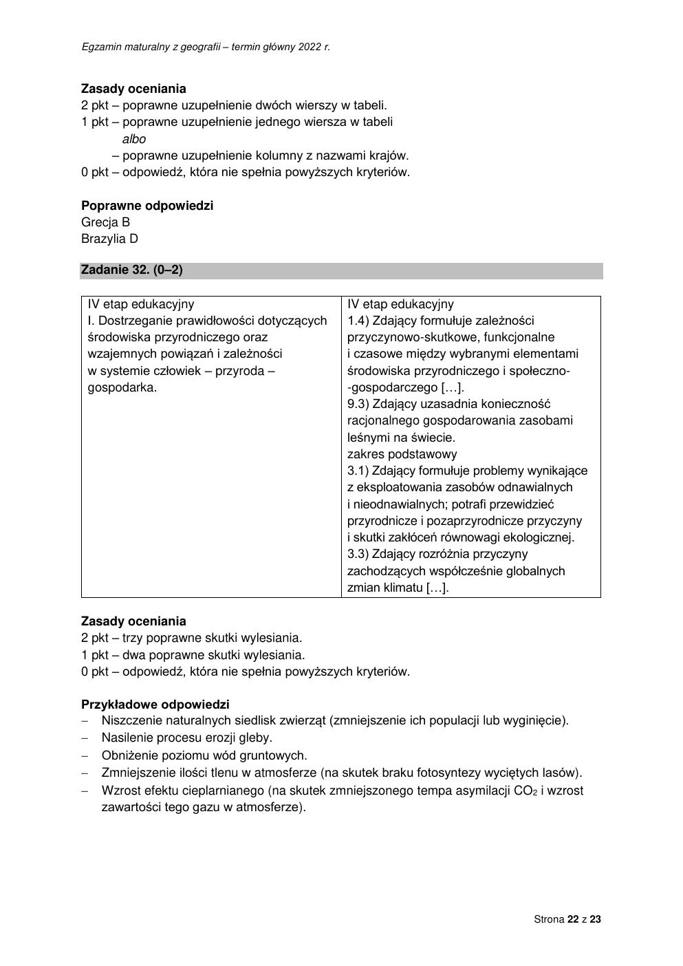 odpowiedzi - geografia rozszerzony - matura 2022 - maj-22