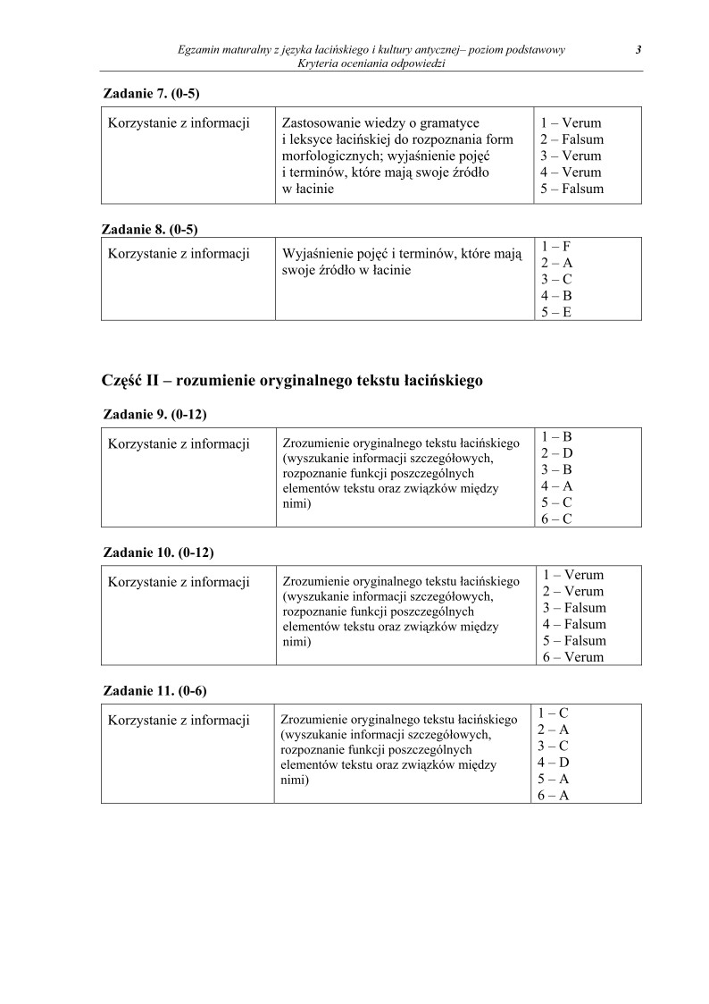 Odpowiedzi - jezyk lacinski i kultury antycznej, p. podstawowy, matura 2011-strona-03