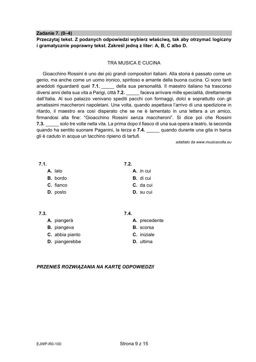 arkusz - język włoski rozszerzony - matura 2022 - maj-09